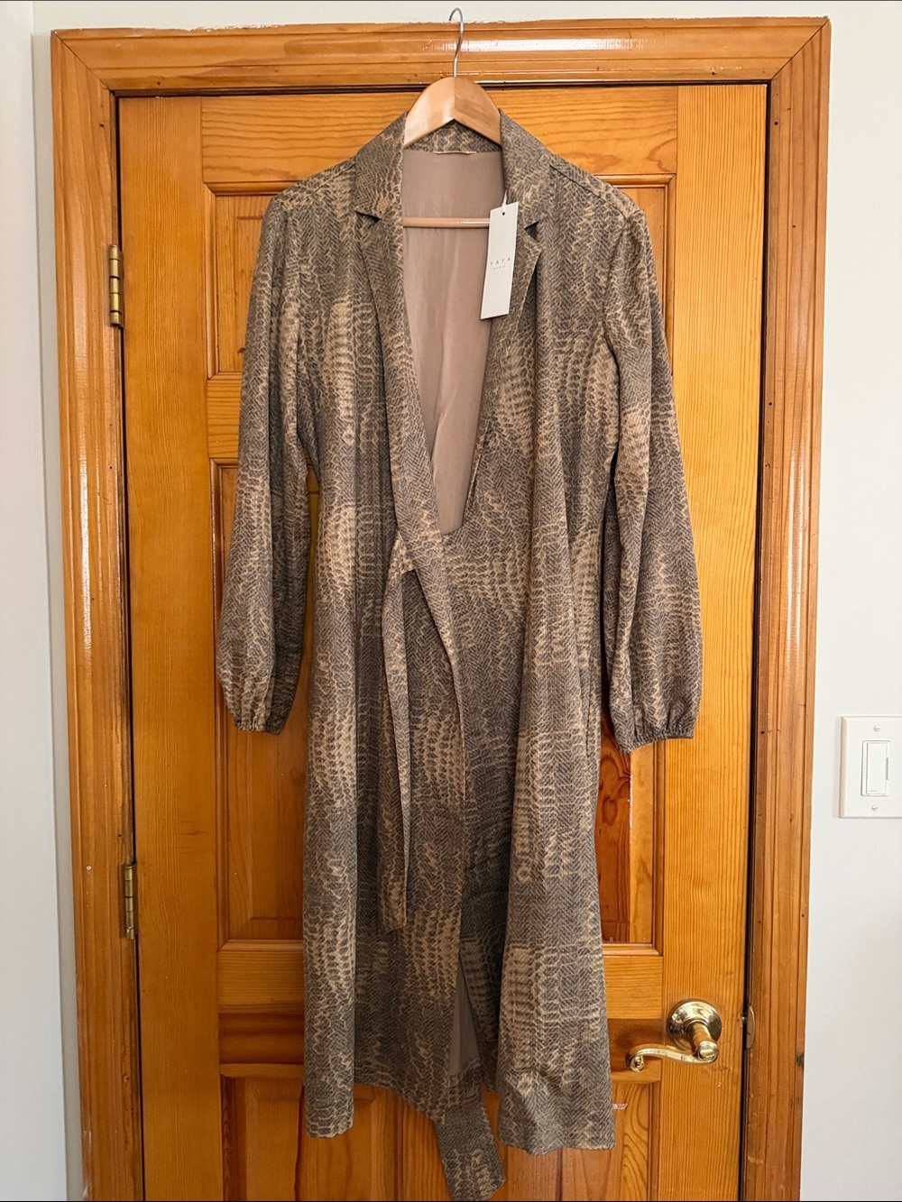 Women's Taupe Snake-Print Wrap Dress